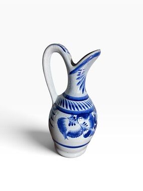 Mexican 14 inch hand painted pottery pitcher